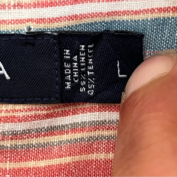 Men’s Nautica Multi-color Striped Linen Blend Button Down Shirt Size Large - Picture 5 of 10